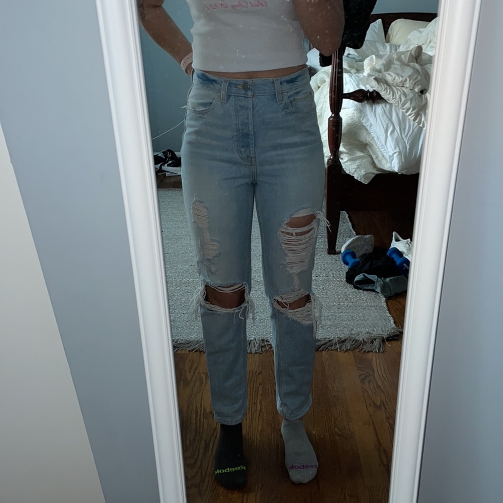 Urban outfitters ripped straight leg jeans